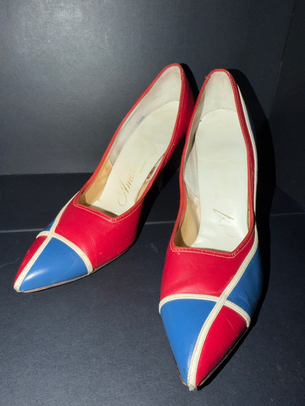American Girl 50’s Vintage Elegant Red White & Blue Women's High Heel Pumps